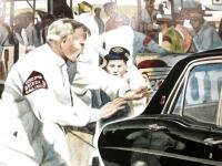 FIRTH/GIBSON: Print "The Master&rsquo;s Apprentices" depicting a 1967 Bathurst Galaher 500 Ford Falcon Pitstop, signed by Harry Firth, 42 cm wide, 30 cm high. - 6