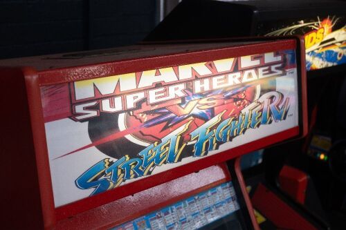 STREET FIGHTER: A c1997 'Marvel Super Heroes Vs Street Fighter' amusement machine, made by Capcom, appears functional