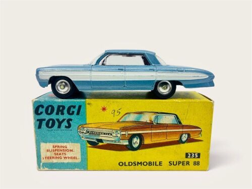 OLDSMOBILE SUPER 88: A 1:49 scale model by Corgi of the Oldsmobile Super 88 (Corgi No.235) with original packaging [Location: Sydney]