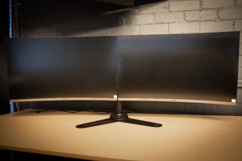 COMPUTER MONITORS: Two Samsung 32" full HD curved desktop monitors (Model No.C32R500FHE)