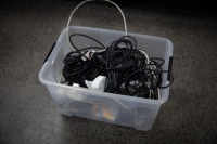 POWER LEADS: A tub of assorted power leads, boards & adaptors - 2