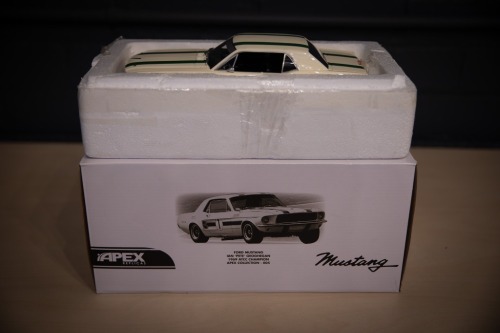 FORD: An Apex Replicas 1:18 scale Ford Mustang as driven by Ian 'Pete' Geoghegan, 1969 ATCC winner in original box