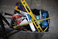 HARDWARE: A tub of assorted hardware items, includes such items as a planer, saws, quick grips, hammers, etc - 3