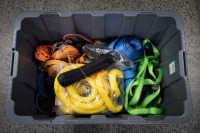 STRAPS / ROPES: A tub of assorted straps & ropes of differing sizes