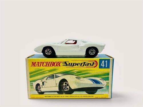 425 · FORD GT40: A 1:64 scale model by Matchbox of the Ford GT40 (Superfast Series No.41) with original packaging [Location: Sydney]