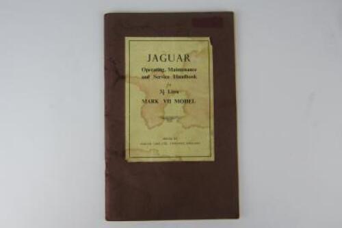 JAGUAR: A Jaguar 3.5 Litre Mark VII Operating, Maintenance and Service Handbook.