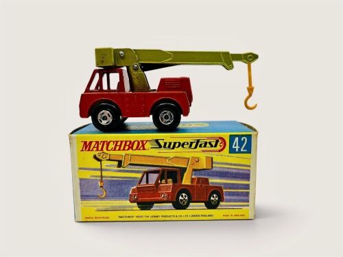 MATCHBOX: A 1:64 scale model by Matchbox of the Iron Fairy Crane (Superfast Series No.42) with original packaging [Location: Sydney]