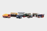 MATCHBOX: A group of seven Matchbox models, including agricultural vehicles, buses, and vans