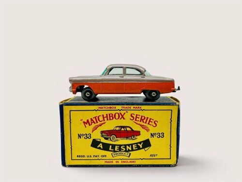 FORD ZODIAC: A 1:65 to 1:71 scale model by Matchbox of the Ford Zodiac (No.33) in rare Silver/Orange, with original packaging [Location: Sydney]