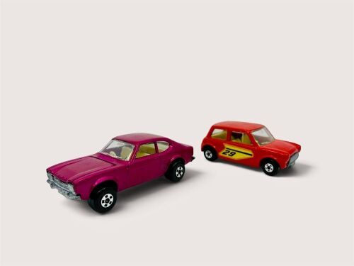MATCHBOX: Two 1:64 scale unboxed models by Matchbox of the Ford Capri (Superfast Series No.54) and the Racing Mini (Superfast Series No.29) [Location: Sydney]