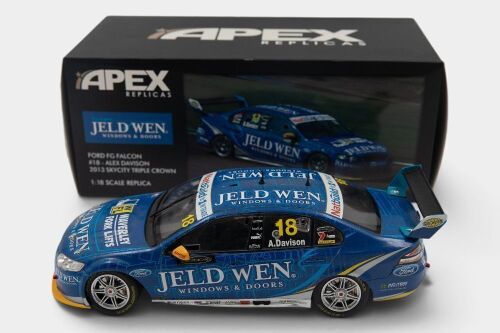 FORD: A 1:18 scale Apex Replicas model car, this is a Ford FG Falcon as raced at the Skycity triple crown in Darwin 2013, the number 18 Alex Davison, Jeld Wen liveried race car, limited edition 063/528 pieces produced, model number AD80602