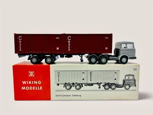 MERCEDES-BENZ: A 1:87 scale model by Wiking of the Mercedes-Benz LPS 2223 truck and CTI container trailer (No.524) with original packaging [Location: Sydney]