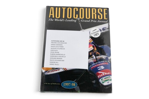 AUTOCOURSE: A signed copy of 'Autocourse' edition 1997-98, signed by Schumacher, Hakkinen, Coulthard, Villeneuve, Alesi, Irvine, Barrichello, Fisichella, Berger, R.Schumacher, Hill Trulia[Location: Melbourne]