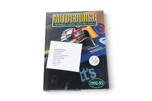AUTOCOURSE: A signed copy of 'Autocourse' edition 1992/93, signed by Senna, Hill, Schumacher, Hakkinen, Berger, Prost, Mansell, Trulli & Lehto [Location: Melbourne]