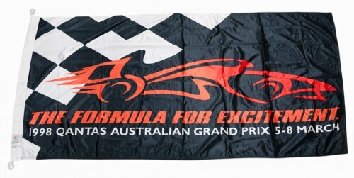 AUSTRALIAN GP: A large flag from the 1998 Australian Grand Prix 'The Formula For Excitement', 80cm high, 175cm wide [Location: Melbourne]