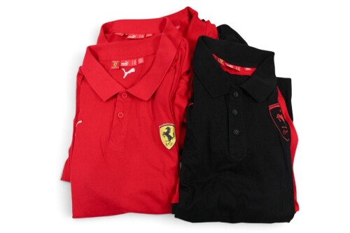 FERRARI: Five official Ferrari product Puma t-shirts, three in red, two in black, all sized US XXL [Location: Melbourne]