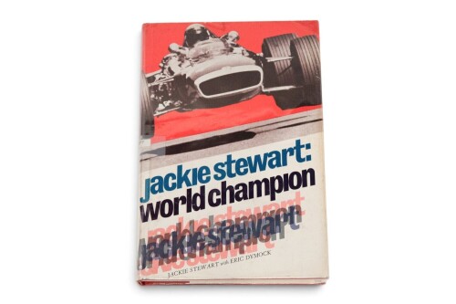 STEWART: 'Jackie Stewart: World Champion', by Stewart & Eric Dymock. with personal message & signature from Stewart, hardcover book, 1970 [Location: Melbourne]