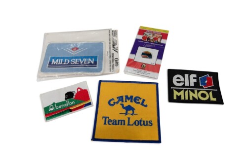 PATCHES / PINS: A group of five unused cloth patches & one pin [Location: Melbourne]