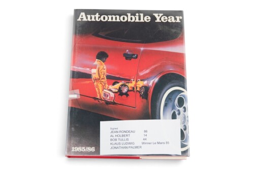 AUTOCOURSE: A signed copy of 'Autocourse' edition 1985/86, signed by J.Rondeau, A.Holbert, B.Tullis, K.Ludwig & J.Palmer [Location: Melbourne]