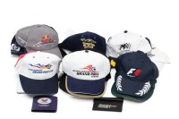 HATS: A group of assorted hats, includes mostly Adelaide & Melbourne GP hats & some team hats [Location: Melbourne]