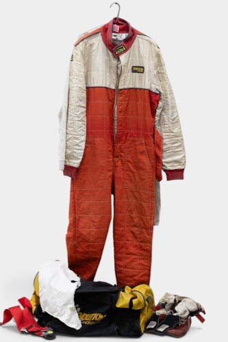 RACEGEAR: A racegear kit, includes an RPM racing suit, with fire resistant undergarments, a Revolution Racegear bag and Sabelt harness [Location: Melbourne]