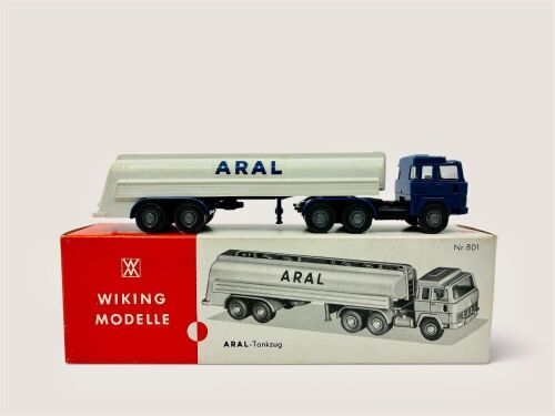 MAN TRUCK: A 1:87 scale model by Wiking of the MAN Aral Diesel Tanker Truck (No.801) with original packaging [Location: Sydney]