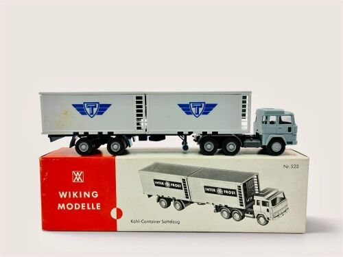 MAGIRUS A 1:87 scale model by Wiking of the Magirus 235 D truck and cooling container trailer (No.522) with original packaging [Location: Sydney]