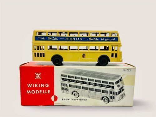 BUSSING: A 1:87 scale model by Wiking of the Berlin Büssing D2U double-decker bus (No.722) with original packaging [Location: Sydney]