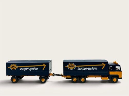 SCANIA: A 1:87 scale model by Wiking of the Scania 111 and trailer (No.2460) with original packaging [Location: Sydney]