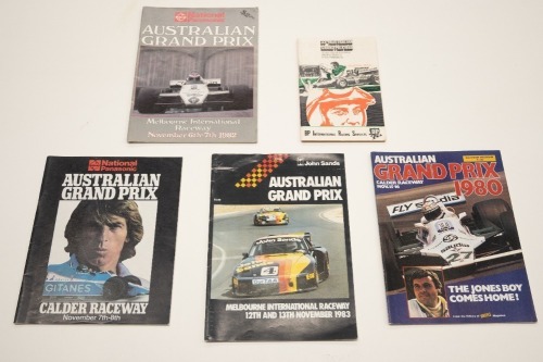 297 · PROGRAMMES: A group of five official programmes from Australian Grand Prix events at Calder & Sandown [Location: Melbourne]