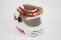 NELSON PIQUET: A small commemorative ceramic Nelson Piquet helmet, 11cm high [Location: Melbourne] - 3