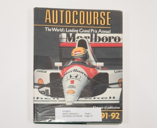 AUTOCOURSE: A signed copy of 'Autocourse' edition 1991-92, signed by Nigel Mansell & Riccardo Patrese [Location: Melbourne]