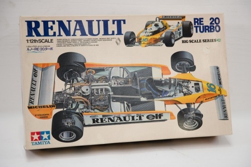 RENAULT F1: A Tamiya 1:12 scale 1980 Renault RE 20 Turbo (kit #1226) model kit in box [Location: Melbourne]