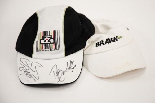 BAR HONDA: A BAR Honda hat signed by Jenson Button & Rubens Barrichello together with a Brawn GP hat [Location: Melbourne]