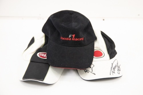HONDA F1: Three Honda F1 hats, one signed by Jenson Button & Takuma Sato [Location: Melbourne]