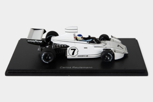 BRABHAM: A Spark 1:43 scale 1974 Brabham BT44 as driven by Carlos Reutemann (#S4344) in perspex case [Location: Melbourne]