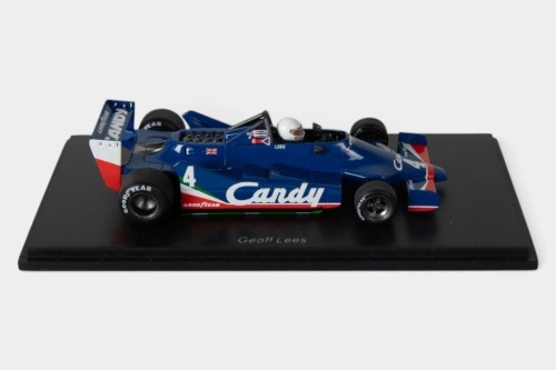 TYRRELL: A Spark 1:43 scale 1979 Tyrrell 009 car #4 as driven by Geoff Lees in perspex case [Location: Melbourne]