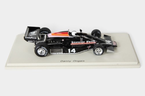 PENSKE: A Spark 1:43 scale 1977 Penske PC4 car #14 as driven by Danny Ongais in perspex case [Location: Melbourne]