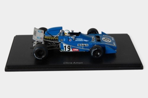 MATRA: A Spark 1:43 scale 1971 Matra MS120B (S1726) car #3 as driven by Chris Amon in perspex case [Location: Melbourne]