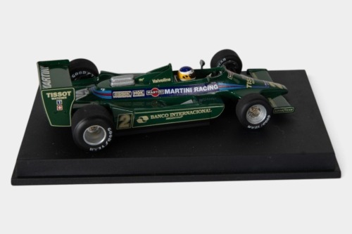 LOTUS: A Minichamps 1:43 scale 1979 Lotus 79 in Martini livery car #2 as driven by Carlos Reutemann in perspex case [Location: Melbourne]