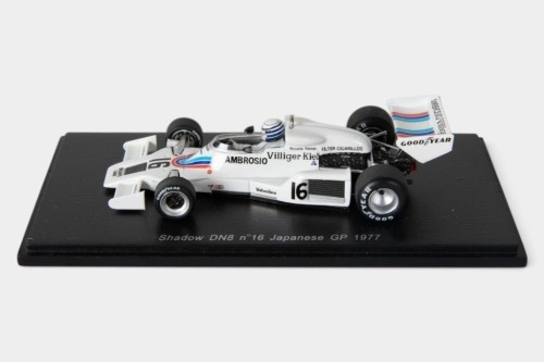 SHADOW: A Spark 1:43 scale 1977 Shadow DN8 (S1691) car #16 as driven by Riccardo Patrese in perspex case [Location: Melbourne]