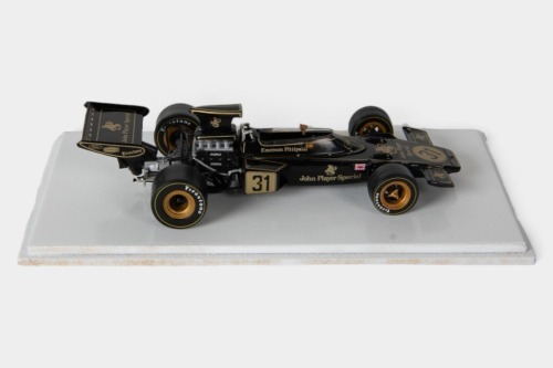 LOTUS: A 1/43 scale 1973 Lotus 72D car #31 as driven by Emerson Fittipaldi in perspex case [Location: Melbourne]