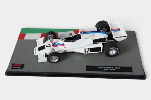 SHADOW: An Edicola/Atlas 1:43 scale 1977 Shadow DN8 car #17 as driven by Alan Jones in perspex case [Location: Melbourne]