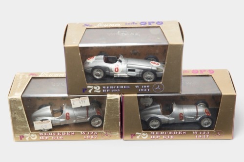 MERCEDES GRAND PRIX: Three Brumm 1:43 scale Mercedes Grand Prix car models [Location: Melbourne]