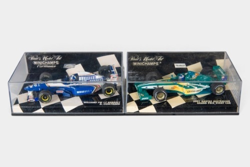 F1 MODELS: Two Minichamps 1:43 scale Formula One models in original perspex cases [Location: Melbourne]