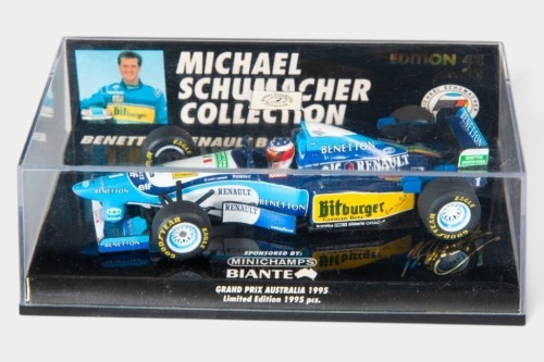 BENETTON RENAULT: A Minichamps 1:43 scale 1995 Benetton Renault B195 car #1 as driven by Michael Schumacher in original box [Location: Melbourne]