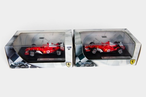 FERRARI: Two Hot Wheels Racing 1:48 scale Ferrari team models in original boxes [Location: Melbourne]