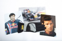 WEBBER: Four signed Mark Webber items, includes three photos & one driving glove, all signed [Location: Melbourne]