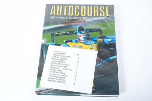 AUTOCOURSE: A signed copy of 'Autocourse' edition 2005/06, signed by numerous drivers such as Webber, Raikkonen, Berger & Coulthard among others [Location: Melbourne]