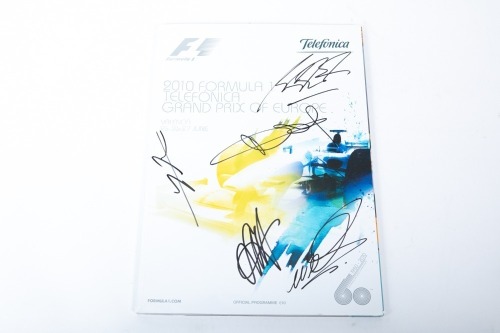 EUROPEAN GP: An official signed programme from the 2010 European Grand Prix held at Valencia, signed by Schumacher, Rosberg, Alonso, Vettel & Webber [Location: Melbourne]